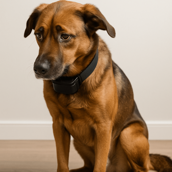 Chien anxieux avec un collier électrique